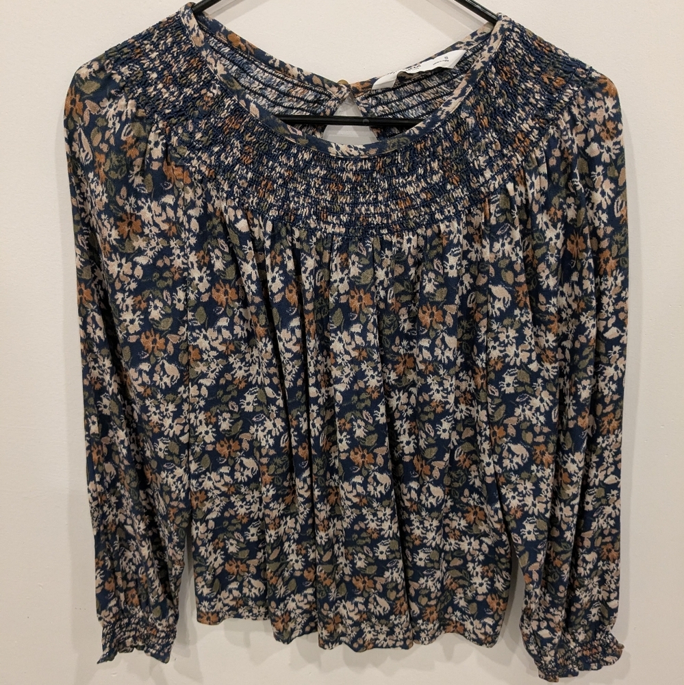 Navy Floral Blouse